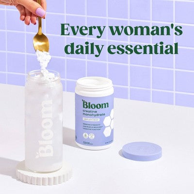 BLOOM NUTRITION Creatine Monohydrate Supplement Vegan Powder - Raspberry Lemon - 9oz/40 Servings