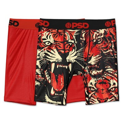 PSD Boys' 2pk Fury Kings Boxer Briefs Underwear - Red/Black XL