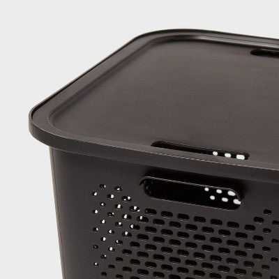 Decorative Plastic Lid Black - Brightroom: Storage Bin Lid, Universal Placement, Cut-Out Handles, 14.72"x12.52" (LOCAL PICKUP ONLY)