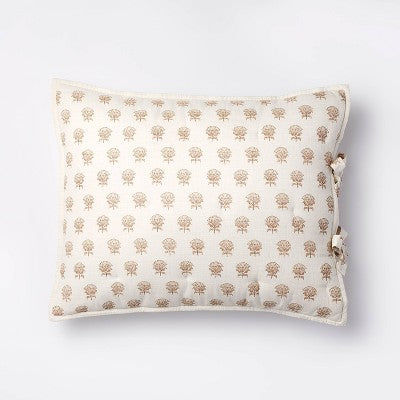 2 pk King Lofty Cotton Slub Woodblock Print Floral Quilt Sham White/Mauve - Threshold designed with Studio McGee: Luxurious King-Size Bedding