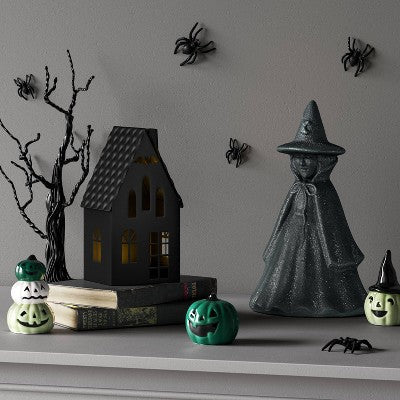 Small Lit Metal Bat House Decorative Sculpture - Hyde and EEK! Boutique: Halloween
