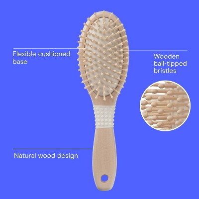 Conair Ceramic Wood Wooden Bristle Cushion Hair Brush - All Hair