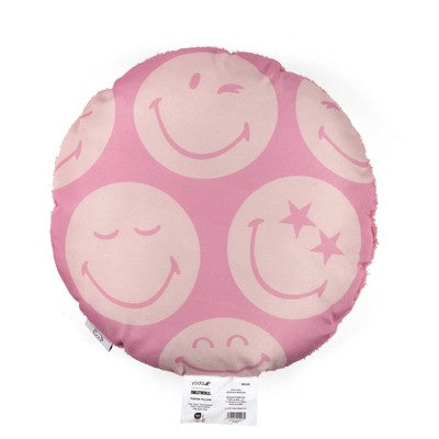 Yoobi SmileyWorld 16"x16" Round Tufted Smiley Face Throw Pillow Pink