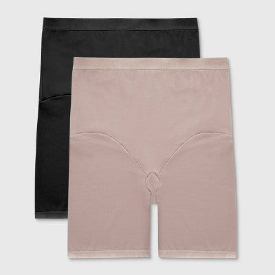 Maidenform Women's Shapewear  2pk Firm Shaping Black/Nude S: