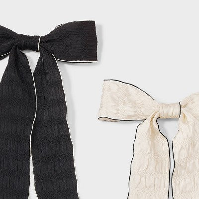 Bow Pelican Hair Clip Set 2pc - Wild Fable Black/White