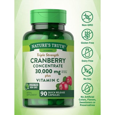 Nature's Truth Cranberry 30,000 mg + Vitamin C | 90 Capsules