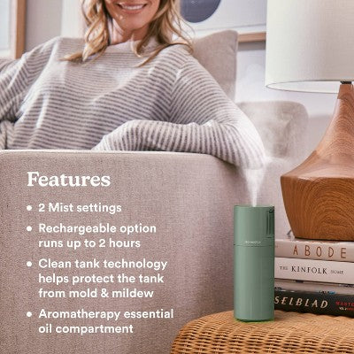 Homedics Portable Ultrasonic Humidifier with Night-Light and Aromatherapy Sage