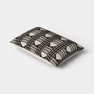 Lumbar Ikat Stripe Throw Pillow Charcoal/Neutral - Threshold Early Launch