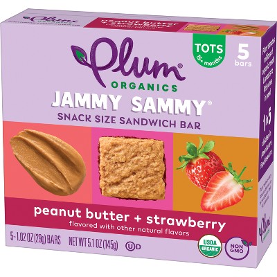 Plum Organics Jammy Sammy Snack Bars - Peanut Butter and Strawberry - 1.02oz/5ct