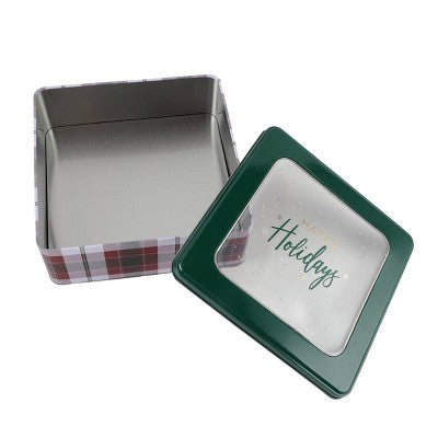 Cook With Color Square Food Storage Tin Plaid
