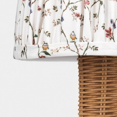 Mini Rattan and Pleated Lamp Shade Table Lamp Brown - Threshold