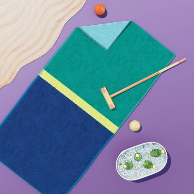 XL 'WOW' Reversible Beach Towel Green/Blue/Lime - Sun Squad