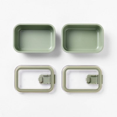 4pc (Set of 2) 1c Meal Prep Food Storage Container Set Sage - Figmint