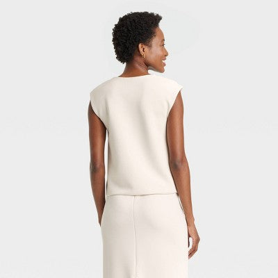 Women's Sandwash Vest - A New Day Cream M