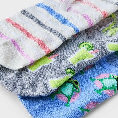 Women's Frogs 3pk Liner Socks - Blue/White/Gray 4-10
