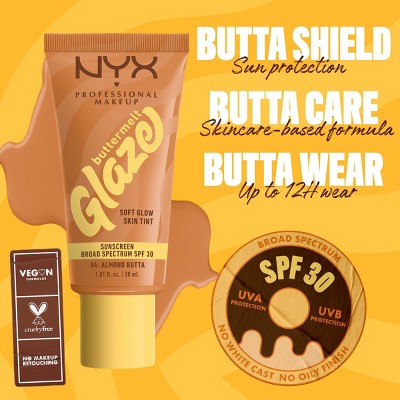 NYX Professional Makeup Buttermelt Glaze Skin Tint with SPF 30 - Almond Butta - 1.01 fl oz