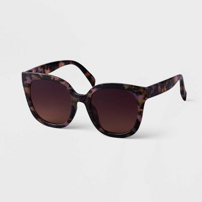 Women's Marble Tortoise Shell Square Sunglasses - A New Day Pink