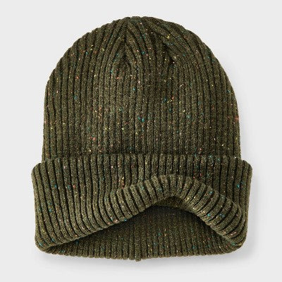 Men's Speckle Ribbed Beanie - Goodfellow & Co Olive Green