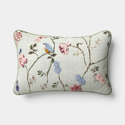 12''x20'' Lumbar Botanical Printed Throw Pillow Green - Threshold
