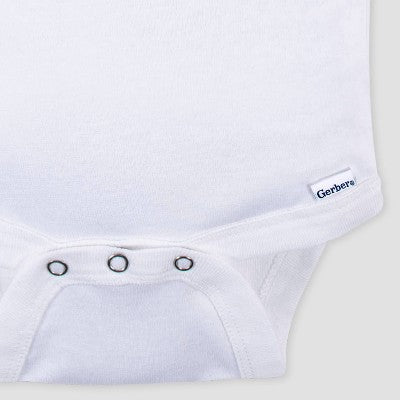 Gerber Baby 4pk Short Sleeve Bodysuits - White 18M: Cotton Ribbed Bodysuits, Crotch Snap, Machine Washable, Infant Apparel