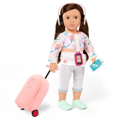 Our Generation Packed for Adventures Pink Luggage Scooter Suitcase & Accessories Set for 18" Dolls: 20-Piece Travel Set