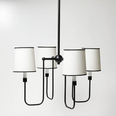 4-Arm Chandelier with Trim Shades Black - Threshold designed with Studio McGee: Polyester/Cotton, Metal Body, UL Listed (LOCAL PICKUP ONLY)