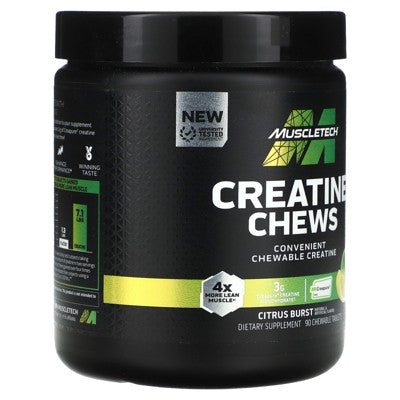 MuscleTech Creatine Chews, Citrus Burst, 90 Chewable Tablets (1 g per Tablet)