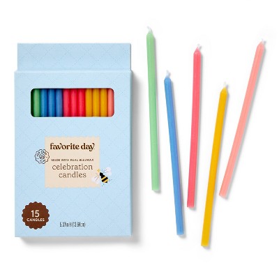 15pc Natural Beeswax Cake Candles Rainbow - Favorite Day
