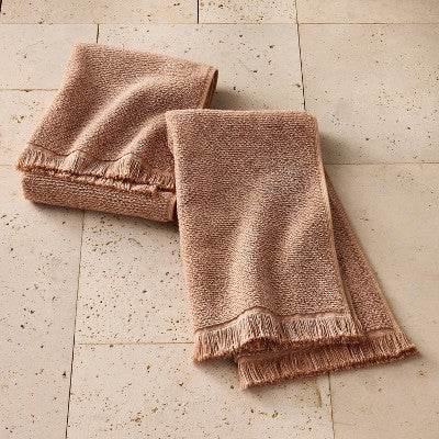 2pk Organic Texture Hand Towel Clay - Casaluna