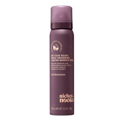 Niches & Nooks Sweat Absorbing Intimate pH Balanced Chafing Barrier Feminine Spray - Soft Clementine - 2oz