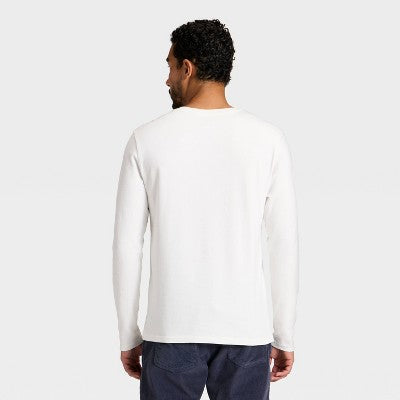 Men's Vintage Long Sleeve Henley Shirt - Goodfellow & Co White XXL
