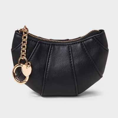 Croissant Clip On Pouch - A New Day Black: Solid Coin Purse, Unstructured Design