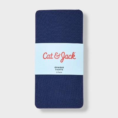 Girls' 2pk Nylon Dance Tights - Cat & Jack Navy/Cream M