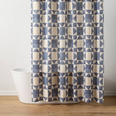 Americana Quilted Shower Curtain Blue - Threshold