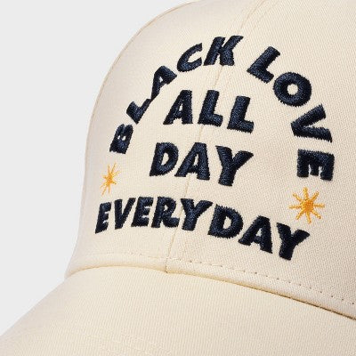 Black History Month Satin-Lined Open Back Baseball Hat - Cream