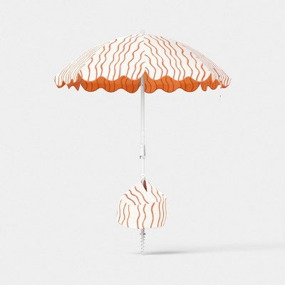 6' Round Striped Beach Umbrella Orange - Room Essentials (LOCAL PICKUP ONLY)