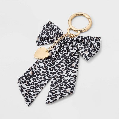 Heart and Leopard Bow Bag Charm - A New Day Brown