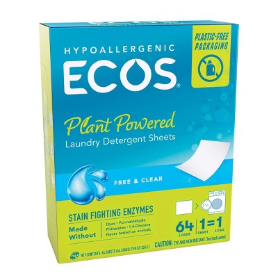 ECOS Laundry Detergent Sheets - Free & Clear - 7.9oz/64 loads