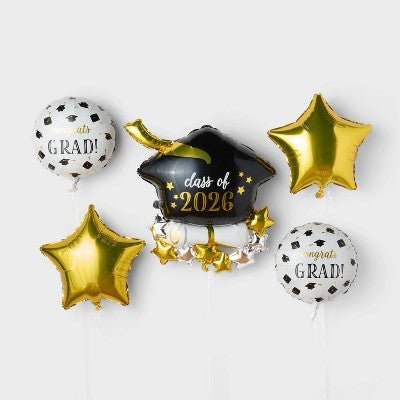 5pc Graduation Foil Balloon Bundle - Spritz