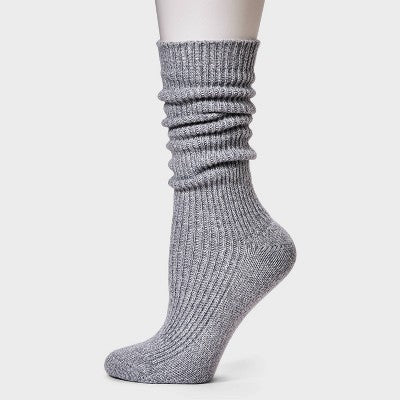 Women's Ribbed Super Soft Slouch Crew Socks - Auden Heather Gray 4-10