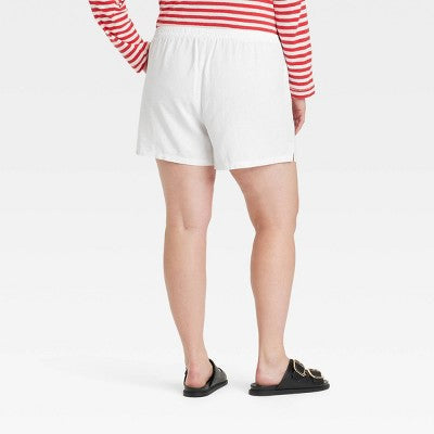 Women's Mid-Rise Linen Pull-On Shorts -Universal Thread White XXL
