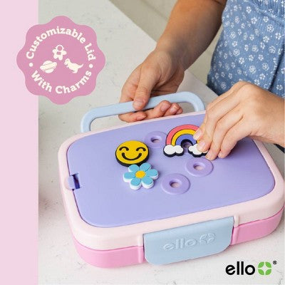 Ello Benni Kids Insulated Bento Lunch Box with Leakproof Thermos, 4 Compartments, Hot/Cold Compatible - Purple: Polypropylene Container, TPE Lid