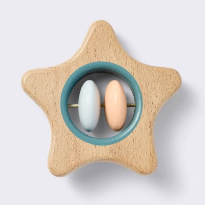 Wooden Baby Rattle - Star - Cloud Island: Fine Motor Skills Learning Toy, Beechwood Material