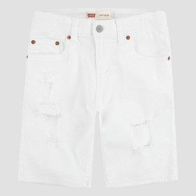 Levi's Boys' Unbasic Destructed 511 Jean Shorts - White 6