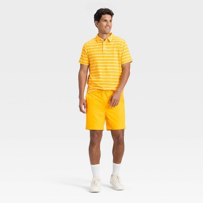 Men's Comfort Wear Striped Polo Shirt - Goodfellow & Co Yellow M