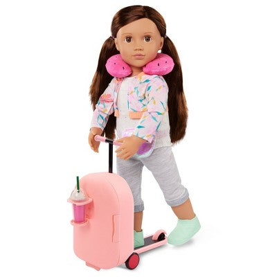 Our Generation Packed for Adventures Pink Luggage Scooter Suitcase & Accessories Set for 18" Dolls: 20-Piece Travel Set