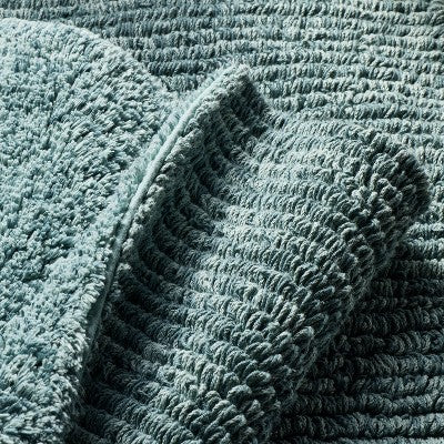 21"x34" Organic Melange Reversible Bath Rug Teal - Casaluna