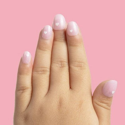 Olive & June Pressies Fake Nails - XS/S Round - Shiny Pink Has My Heart - 28ct
