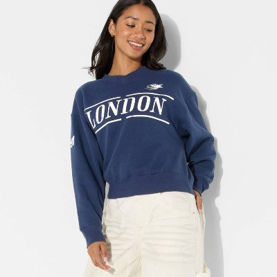 Women's Oversized Pullover Sweatshirt - Wild Fable Navy Blue XL