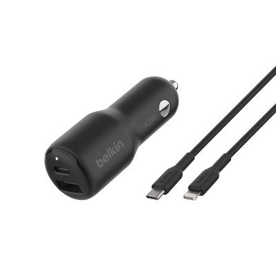 Belkin 42W Car Charger C-Lightning Bundle - Black: Apple iPhone Compatibility